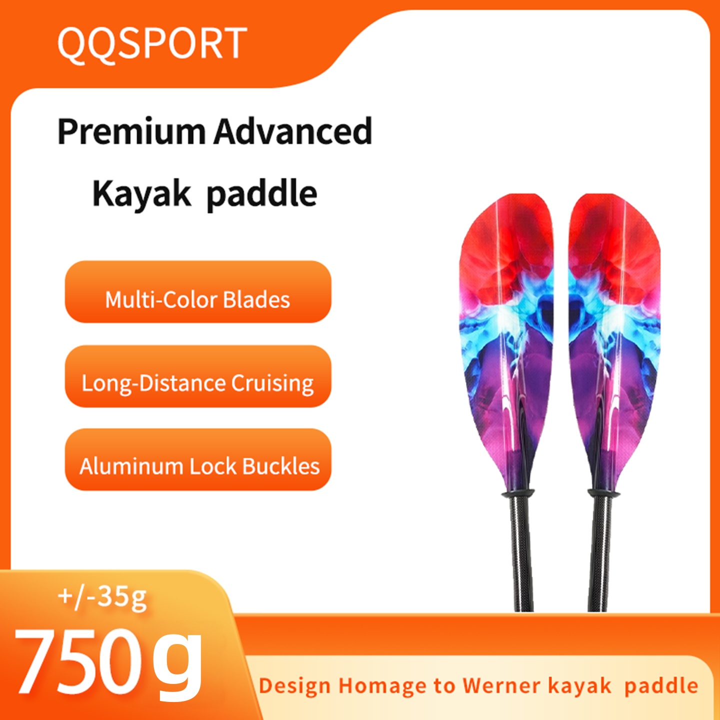 Kayak Paddle Carbon 2 Piece - QQSPORT paddle,2-Piece Carbon Shaft Fiberglass Recreational