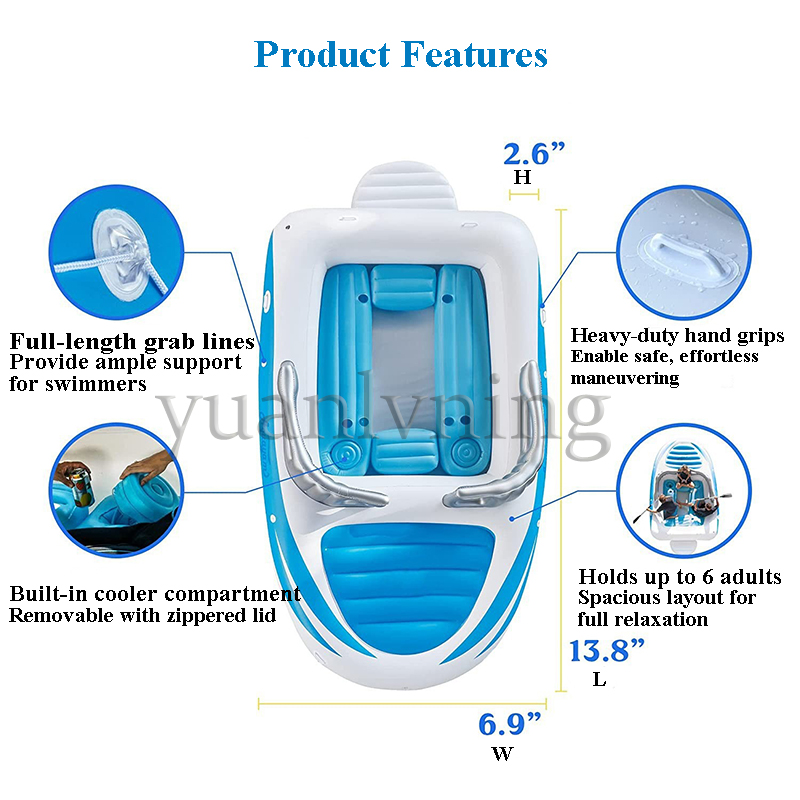Inflatable Boat 4 Person - PVC Inflatable Floating Yacht for 4~6